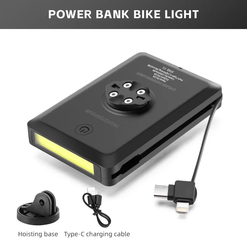 Cykellygte foran med USB-genopladeligt batteri, 5000mAh