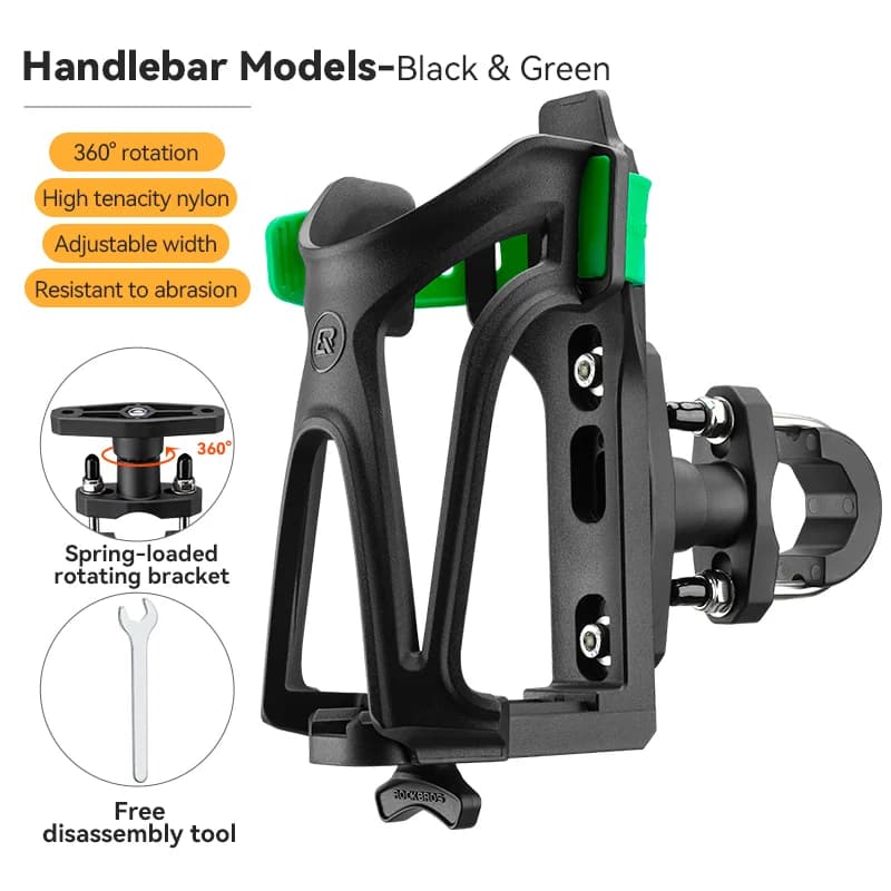 Justerbar flaskeholder til motorcykel - 360° rotation