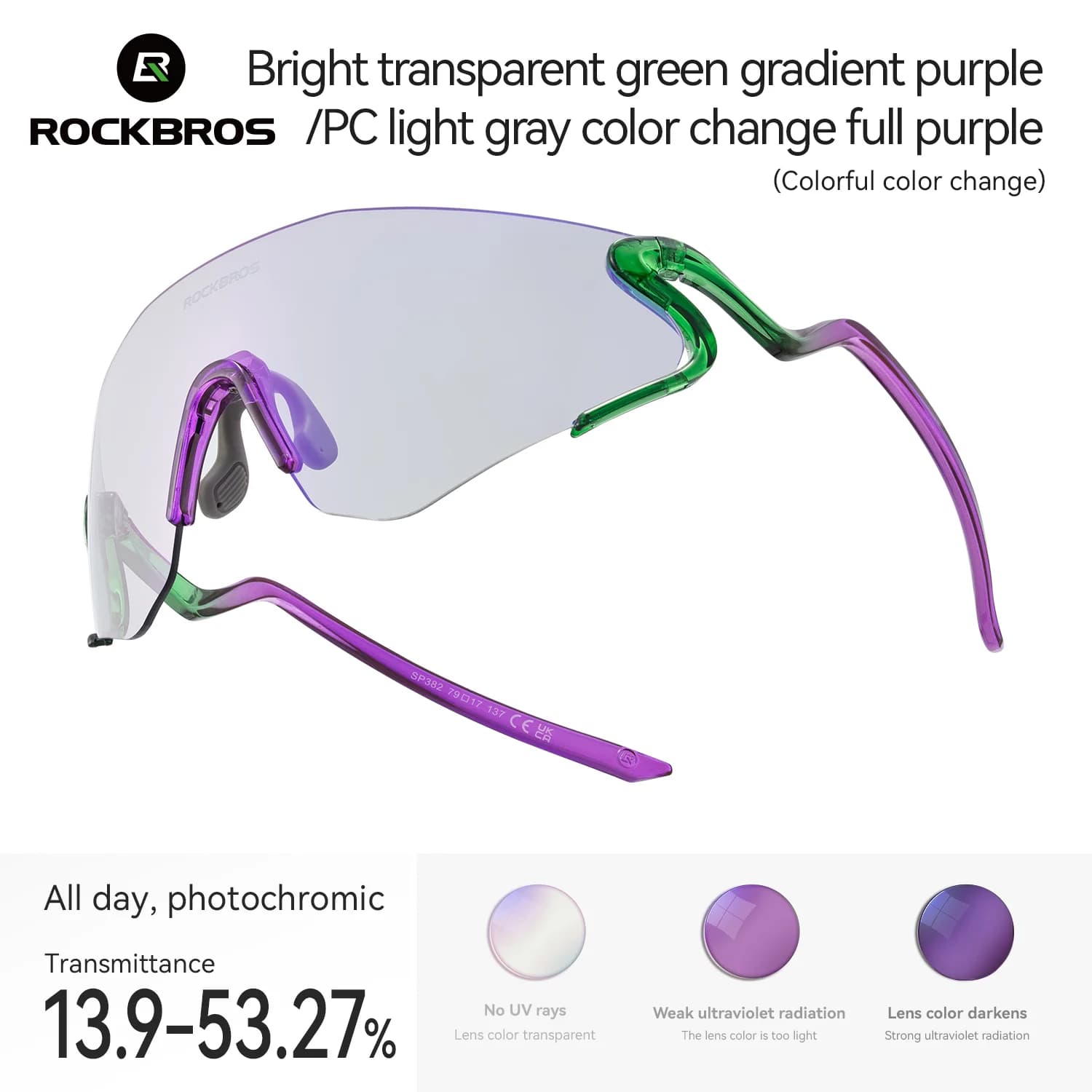 Photochromiske vindtætte UV400 cykelbriller