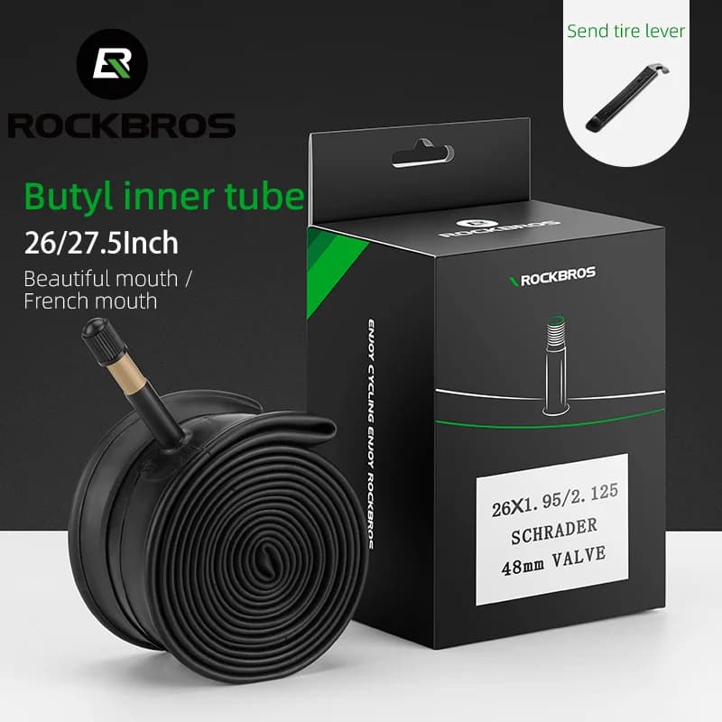 26/27,5 tommer cykelslange i butylgummi med 48mm ventil