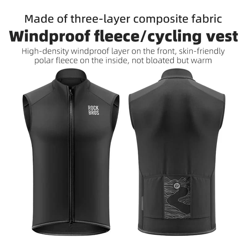 Vindtæt fleece cykelvest til vinter